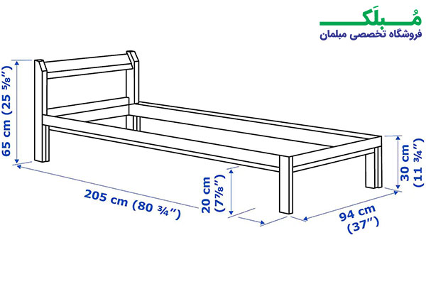 ابعاد تختخواب یک نفره چوبی ایکیا مدل NEIDEN