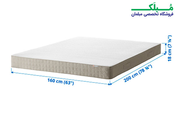 ابعاد تشک دو نفره فنری ایکیا مدل HAFSLO با اندازه 160x200 سانتیمتری