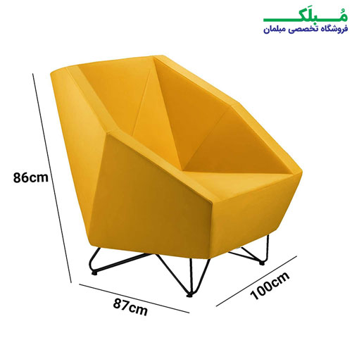 تصویری از ابعاد کلی مبل تکنفره دیاموند