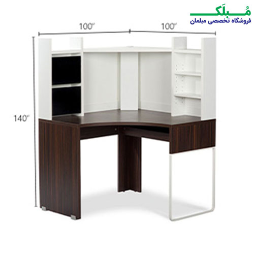 ابعاد میز تحریر گوشه ای ماهان و قفسه نیاسر جلیس