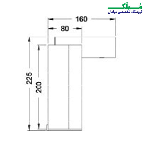 نقشه کامل میز به همراه ابعاد آن که دارای طول کلی 225 سانتیمتر در عرض 160 سانتیمتر می باشد.