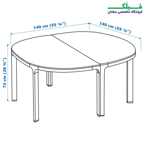 ابعاد میز کنفرانس شش نفره گرد ایکیا مدل BEKANT