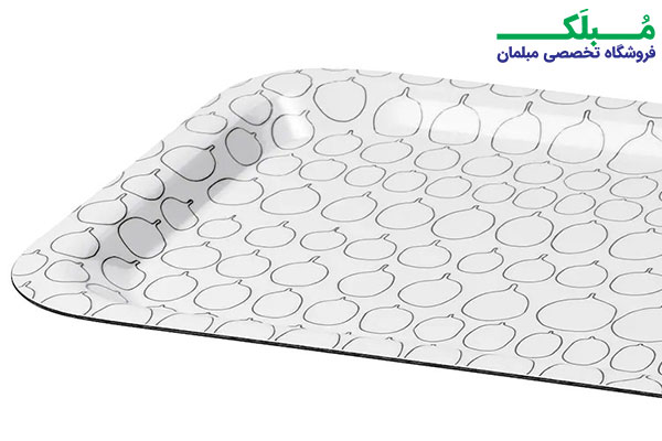 جنس بادوام سینی ملامین ایکیا مدل SAMMANHANG سفید طرح دار