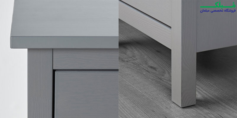 جنس میز پاتختی تمام چوب ایکیا مدل HEMNES رنگ خاکستری
