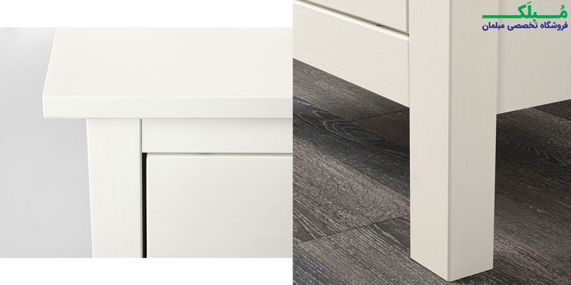 جنس میز پاتختی تمام چوب ایکیا مدل HEMNES رنگ سفید