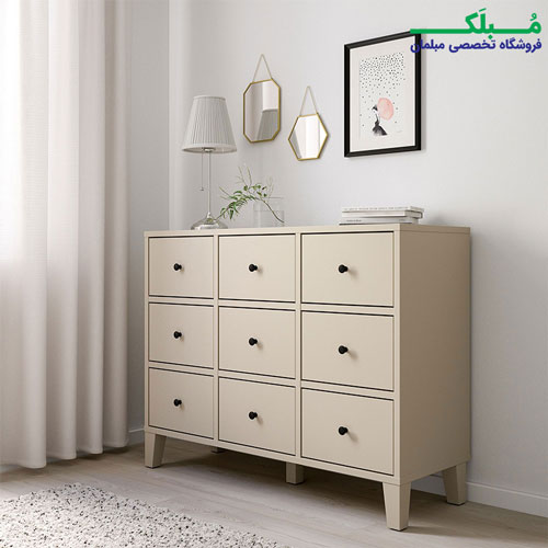 دراور 9 کشو ایکیا مدل BRYGGJA رنگ بژ