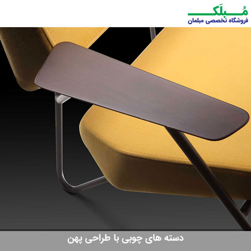 نمایی نزدیک از دسته های چوبی پهن صندلی Book