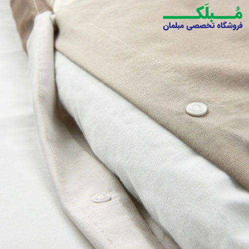 دکمه کاور لحاف سرویس کاور روتختی یک نفره ایکیا مدل BRUNKRISSLA طرح چهارخانه قهوه ای سفید خاکستری 2 تکه