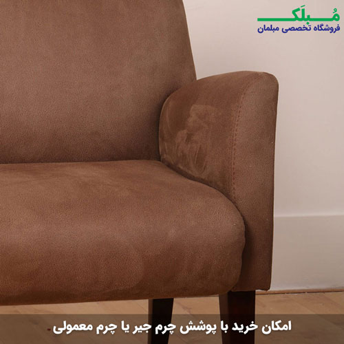 نمایی از پوشش چرم جیر مبل دو نفره بردو
