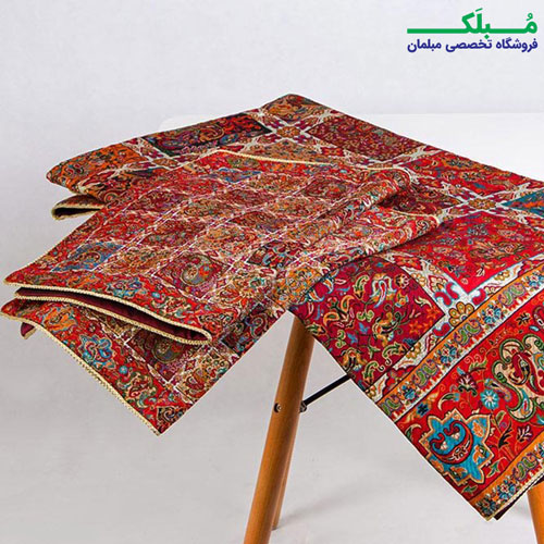 ست روتختی دو نفره ترمه ترنج مدل خشتی به همراه دو عدد رو بالشی
