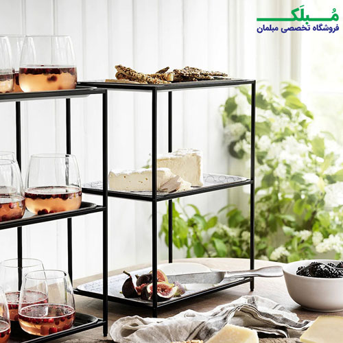 سینی ملامین ایکیا مدل SAMMANHANG سفید طرح دار سازگار با استند