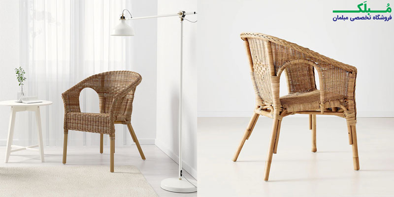 طراحی صندلی راحتی حصیری ایکیا مدل AGEN چوب بامبو
