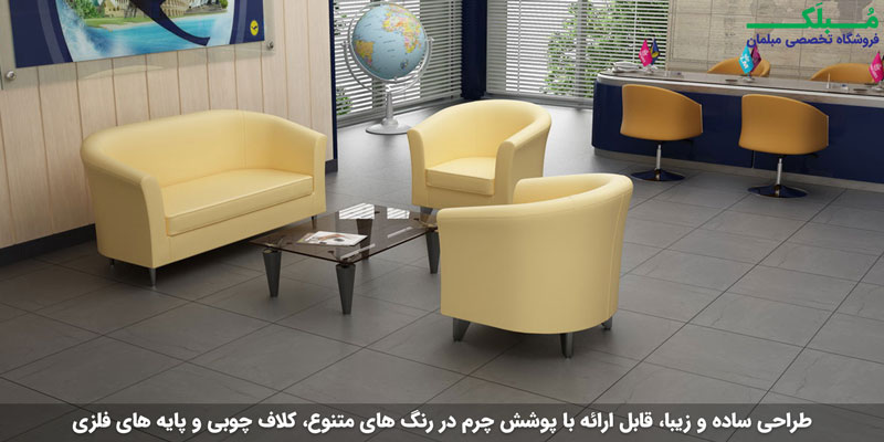 ست کامل مبل اداری 98 نیلپر با رنگ مشکی استفاده شده در فضای انتظار یک دفتر خدماتی
