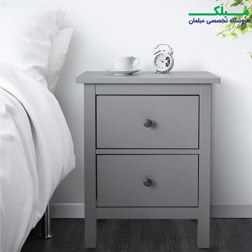میز پاتختی تمام چوب ایکیا مدل HEMNES رنگ خاکستری