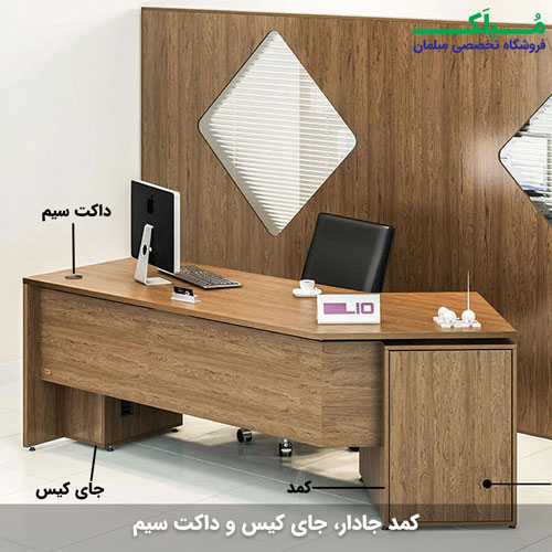 میز کارشناسی لی یو مدل تینا MTA، دارای کمد، جاکیسی، داکت سیم