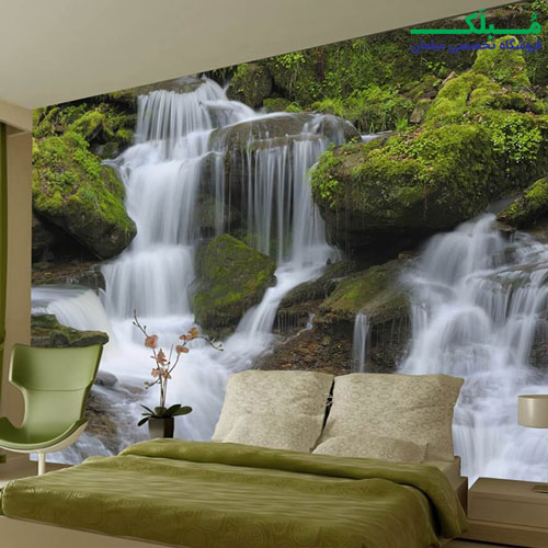 پوستر دیواری 4 تکه طرح آبشار 1WALL مدل W4P-WATERFALL-001، ضد آب . قابل شستشو
