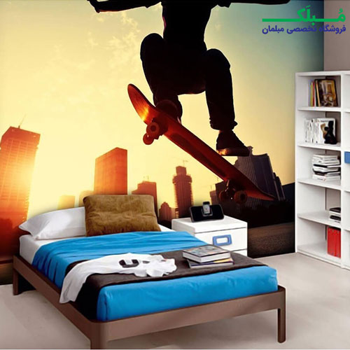 پوستر دیواری 4 تکه طرح اسکیت بورد سوار 1WALL مدل W4P-SKATER-001