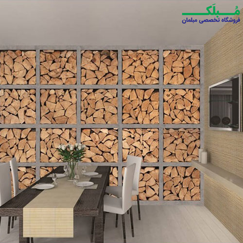 پوستر دیواری 4 تکه طرح الوار های چوبی 1WALL مدل W4P-LOGS-002