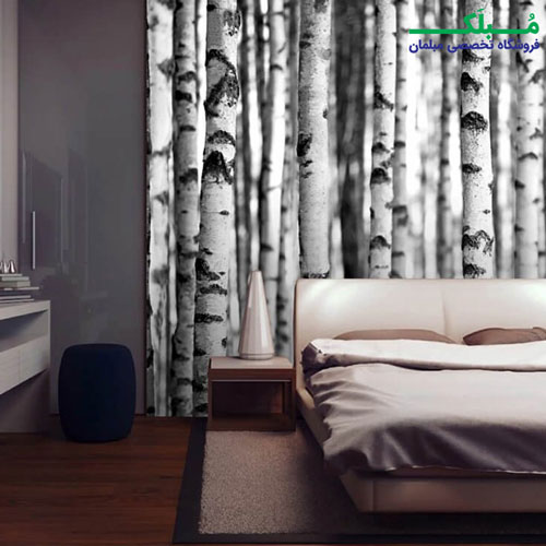 پوستر دیواری 4 تکه طرح تنه درختان توس 1WALL مدل W4P-FOREST-005