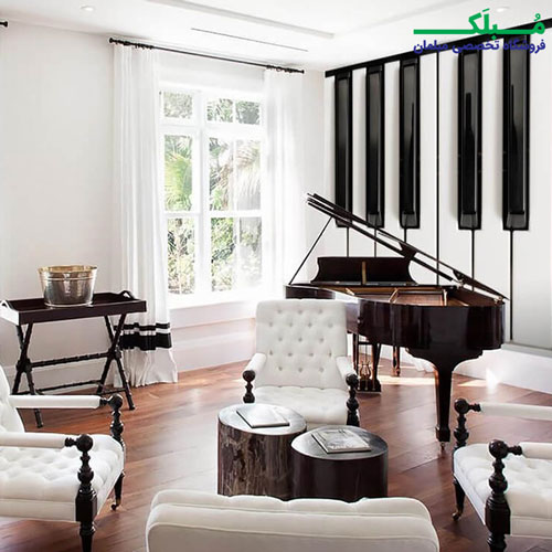 پوستر دیواری 4 تکه طرح دکمه های پیانو 1WALL مدل W4P-PIANO-001