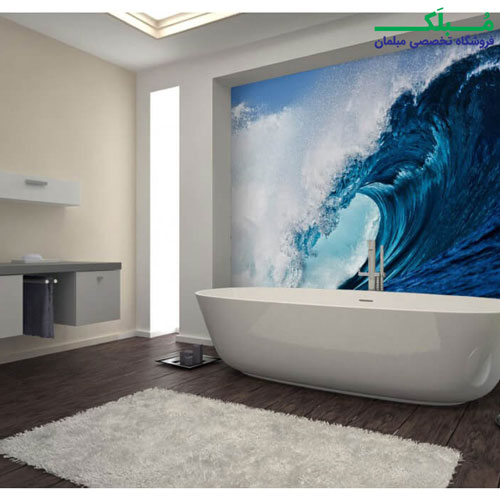 پوستر دیواری 4 تکه طرح موج دریا 1WALL مدل W4P-WAVE-001