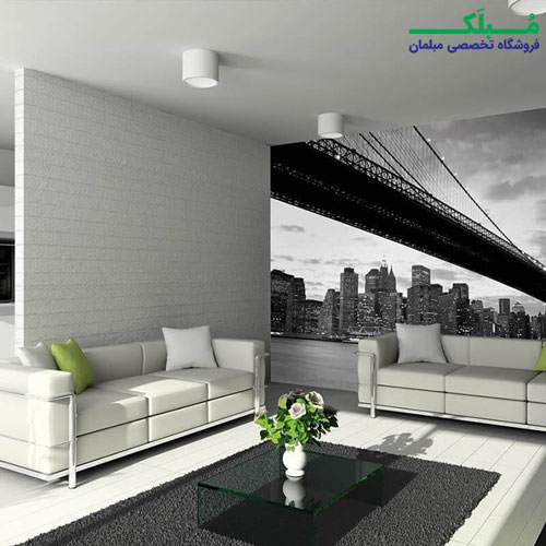 پوستر دیواری 4 تکه طرح نمای پل بروکلین در شب 1WALL مدل W4P-NEWYORK-007