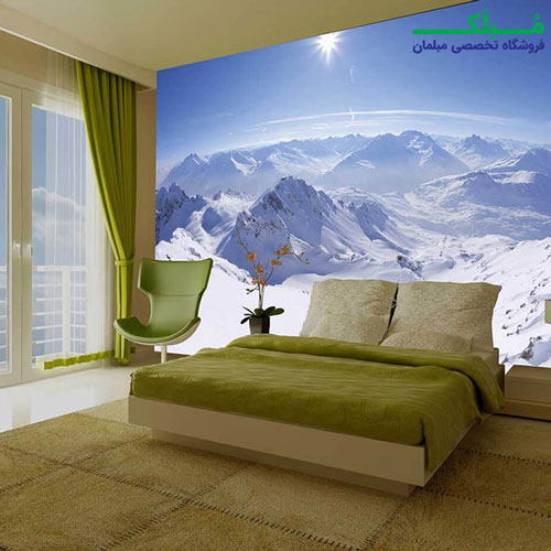 پوستر دیواری 4 تکه طرح کوهستان برفی 1WALL مدل W4P-MOUNTAIN-002
