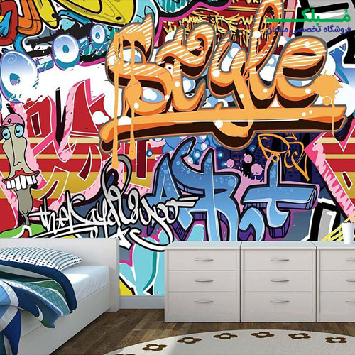 پوستر دیواری 4 تکه طرح گرافیتی 1WALL مدل W4P-GRAFFITI-001