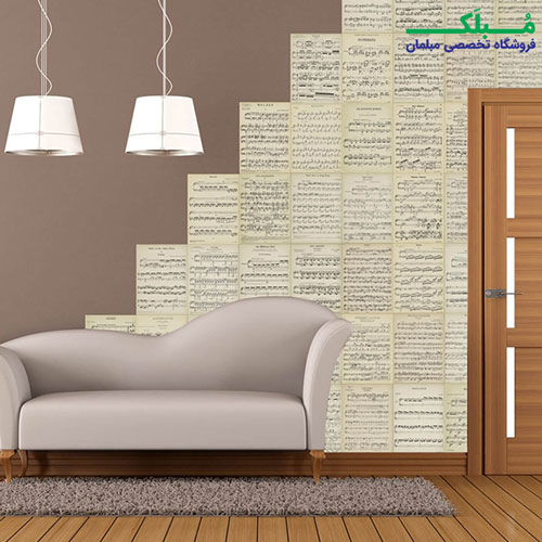 پوستر دیواری 64 تکه طرح نت های موسیقی 1WALL مدل C64P-MUSIC-001