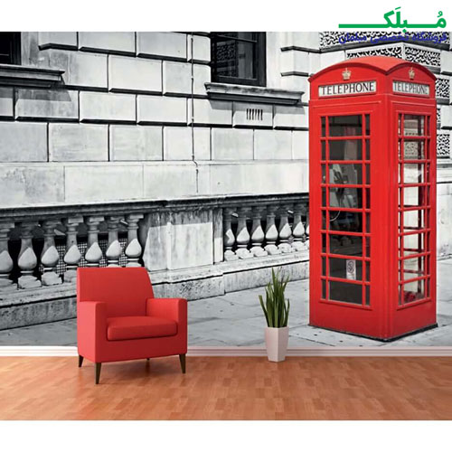 پوستر دیواری 8 تکه کیوسک تلفن قدیمی لندن 1WALL مدل W8P-LONDON-001
