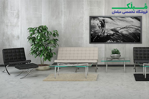چیدمان مبل کلاسیک چرم دو نفره اروند مدل بارسلونا 4018