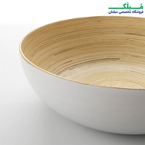 کیفیت ساخت کاسه سرو بزرگ بامبو ایکیا مدل RUNDLIG بدنه سفید