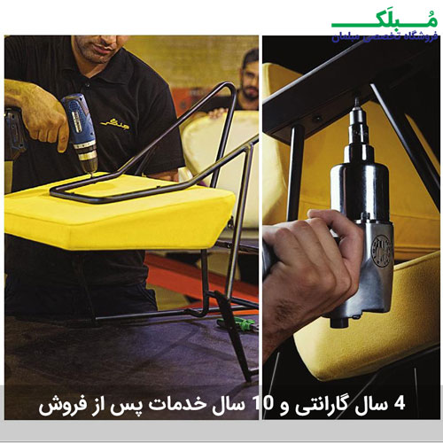 مونتاژکاران در حال نصب و سوار کردن قطعات یک صندلی در کارخانه هلگر هستند.
